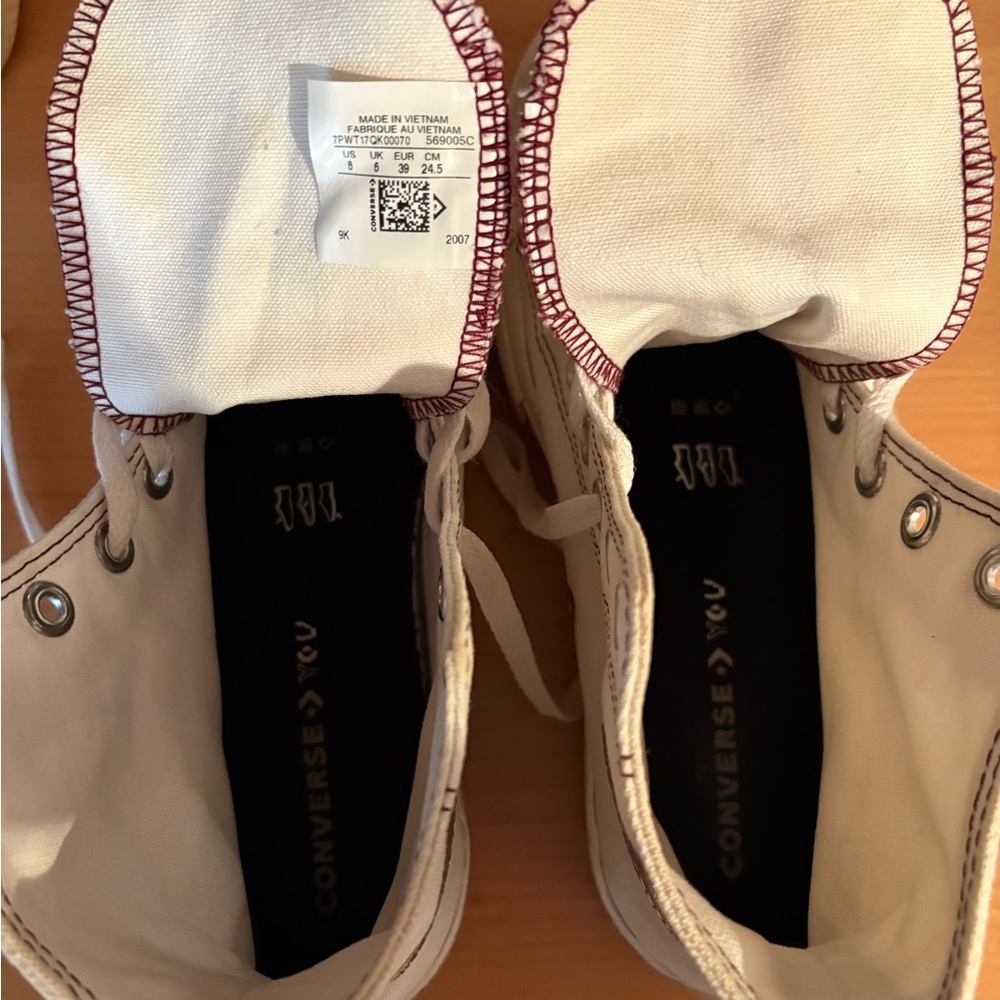 Off White Converse Platform High-Top Sneakers Wit… - image 4